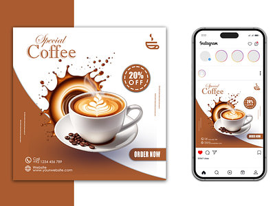 Coffee Social Media Post adobe photosop coffee social media post design graphic design poster design social media post