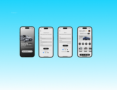 Car rental app design branding ui