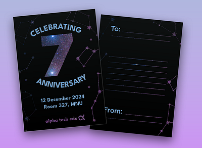 Alpha Tech Edu 7-year Anniversary Postcard anniversary graphic design illustrator photoshop postcard