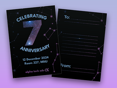 Alpha Tech Edu 7-year Anniversary Postcard anniversary graphic design illustrator photoshop postcard