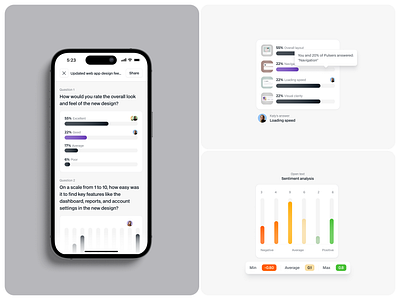 OnePulse: Survey mobile app analysis answer app design chart clean minimalistic mobile app question sentiment survey tooltip ui design