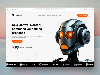 LogoFolio - SEO Hero Section Exploration ui