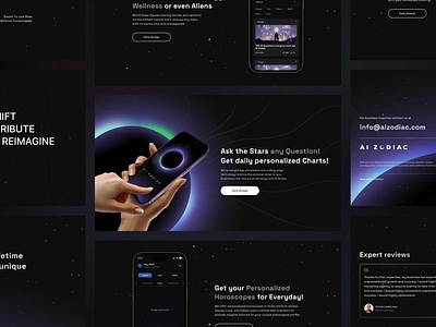 Promo landing page for the AI Zodiac mobile app ai ai app ai horoscope app ai mobile app ai zodiac design horoscope illustration mobile app ui uiux user interface ux web webdesign