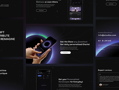 Promo landing page for the AI Zodiac mobile app ai ai app ai horoscope app ai mobile app ai zodiac design horoscope illustration mobile app ui uiux user interface ux web webdesign