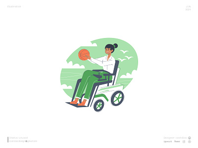 Inclusive illustration branding design disability illustration inclusive minimal powered ui vector wheelchair