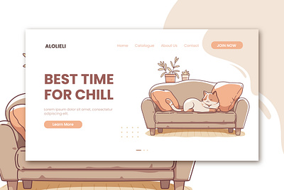 Chill Cat - Landing Page branding cat chill cute illustration landing page ui vector web design web template website