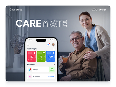 CareMate App UI Case Study app ui caregiver caremate case study design doctor appointment illustration logo medical reminder medicine reminder ui ui design