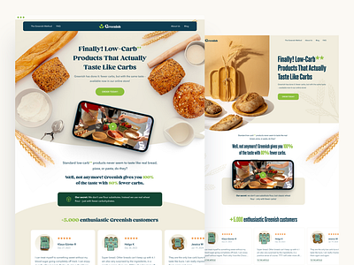 Greenish - Website Design 2024 cuisine design food healthy food kitchen landing page low carb natural food nutritious food tasty ui ui ux web design website design