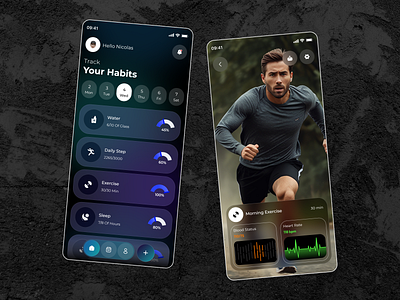 Habit Tracker App Design Concept activity tracker analytics app design app development application branding fitness graphic design habit tracker app health app illustration mobile app running app tracking app ui ui ux user interface ux