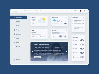 Daily UI #003 | Home Monitoring Dashboard blue clean dashboard design functional home monitoring smart home ui user interface