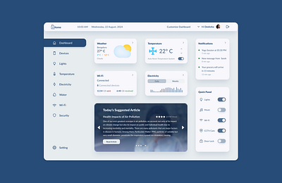 Daily UI #003 | Home Monitoring Dashboard blue clean dashboard design functional home monitoring smart home ui user interface