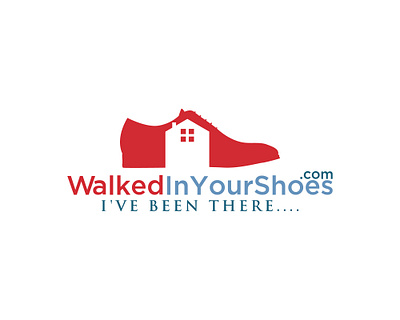 WalkedInYourShoes logo blue and red logo design community support logo counseling logo design emotional journey logo empathy driven branding home and journey logo house symbol logo human experience branding online support branding personal experience logo professional advice logo red shoe logo relatable service logo shared experience brand shoe logo design walkedinyourshoes logo walking metaphor logo web service logo