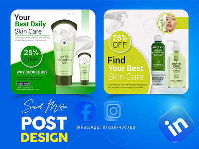 Facebook skin care and beauty post design banner desing branding business design facebook post design graphic design instagram post linkedin. logo post design poster design social media post design template