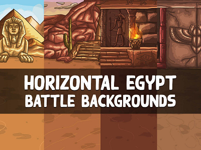 Horizontal Egypt Battle Backgrounds 2d asset assets background backgrounds battleground battlegrounds bg fantasy game game assets gamedev horizontal illustration indie indie game pack rpg set vector