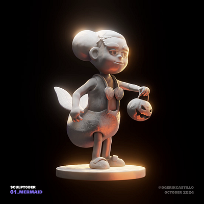 Sculptober 2024 - 01. Mermaid 3d illustration 3dart 3dcharacter cgi characters characters 3d conceptart dgitalart digital sculpt illustration motion redshift renders sculpting sculptober zbrush zbrushart