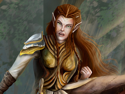 Nimriel character elf elfwarrior fantasy illustrating illustration lordoftherings paintstyle photoshop warrior