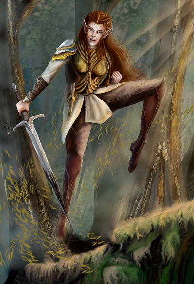 Nimriel character elf elfwarrior fantasy illustrating illustration lordoftherings paintstyle photoshop warrior