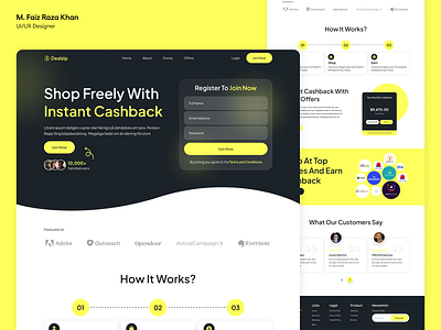 Cashback Landing Page cashback coupons deals design instant cashback landing page shopping ui ui design ux ux design web design