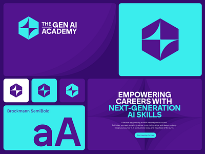 The Ai Academy ai academy brand identity branding hexagon logo purple star teal