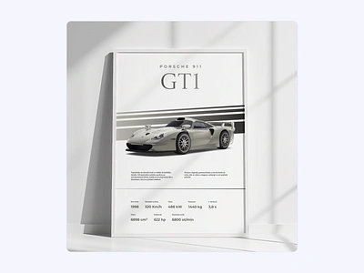 Porsche GT1 A3 poster a3 black car classy clean design font graphic design grey gt1 luxury old old money porsche racecar rich typeface white