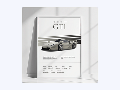 Porsche GT1 A3 poster a3 black car classy clean design font graphic design grey gt1 luxury old old money porsche racecar rich typeface white