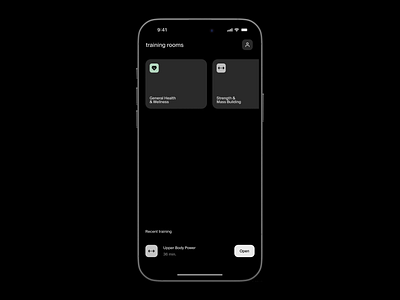 training rooms app clean dashboard fitness gym home interface minimal mobile training ui ux yoga