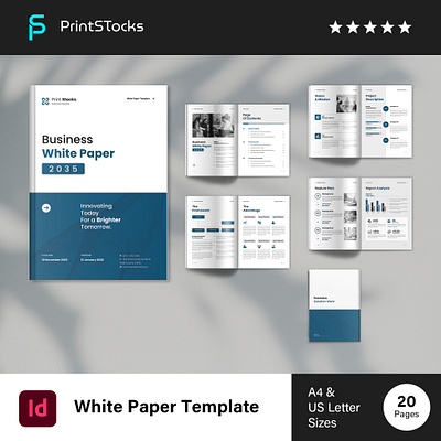 White Paper Template a4 annual report branding brochure business business brochure company company brochure corporate creative proposal design graphic design illustration logo magazine print template ui white paper