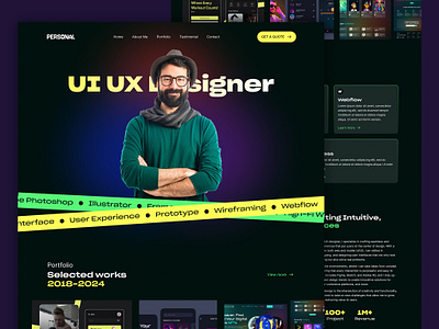 Personal Portfolio Website Design dark mode design dark website design figma figma design website modern design personal portfolio portfolio website design ui design ui ux design uiux ux design web template design web ui website design website template