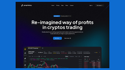 Proprietary Trading crypto cryptocurrencies cryptos exploration landing page proprietary trading trading ui uiux ux