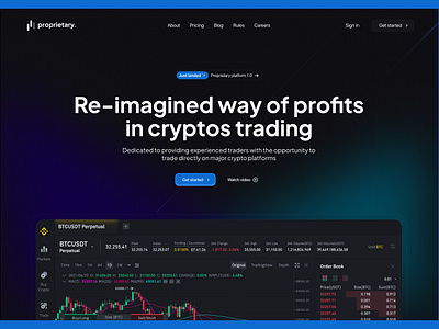 Proprietary Trading crypto cryptocurrencies cryptos exploration landing page proprietary trading trading ui uiux ux