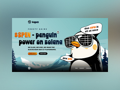 $SPEN - memecoin hero design design graphic design hero hero design homepage illustration memecoin penguin solana spen spl ui ui design uidesign uiux web design