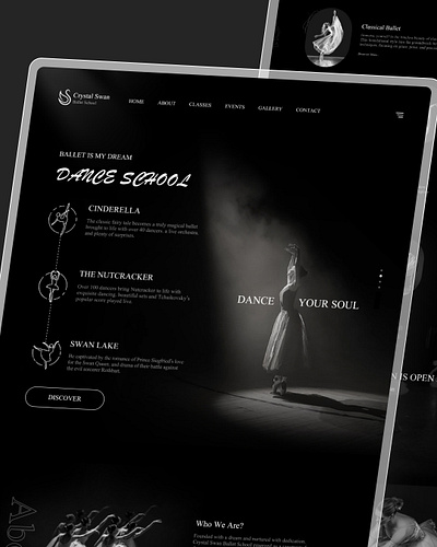 Dance School UI Design ballet dance dance school figma design interaction design responsive design ui ui design website website design wordpress