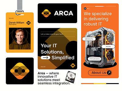 Arca 🏺 brand brand identity branding cybersecurity identity infrastructure innovations it logo logo design orange