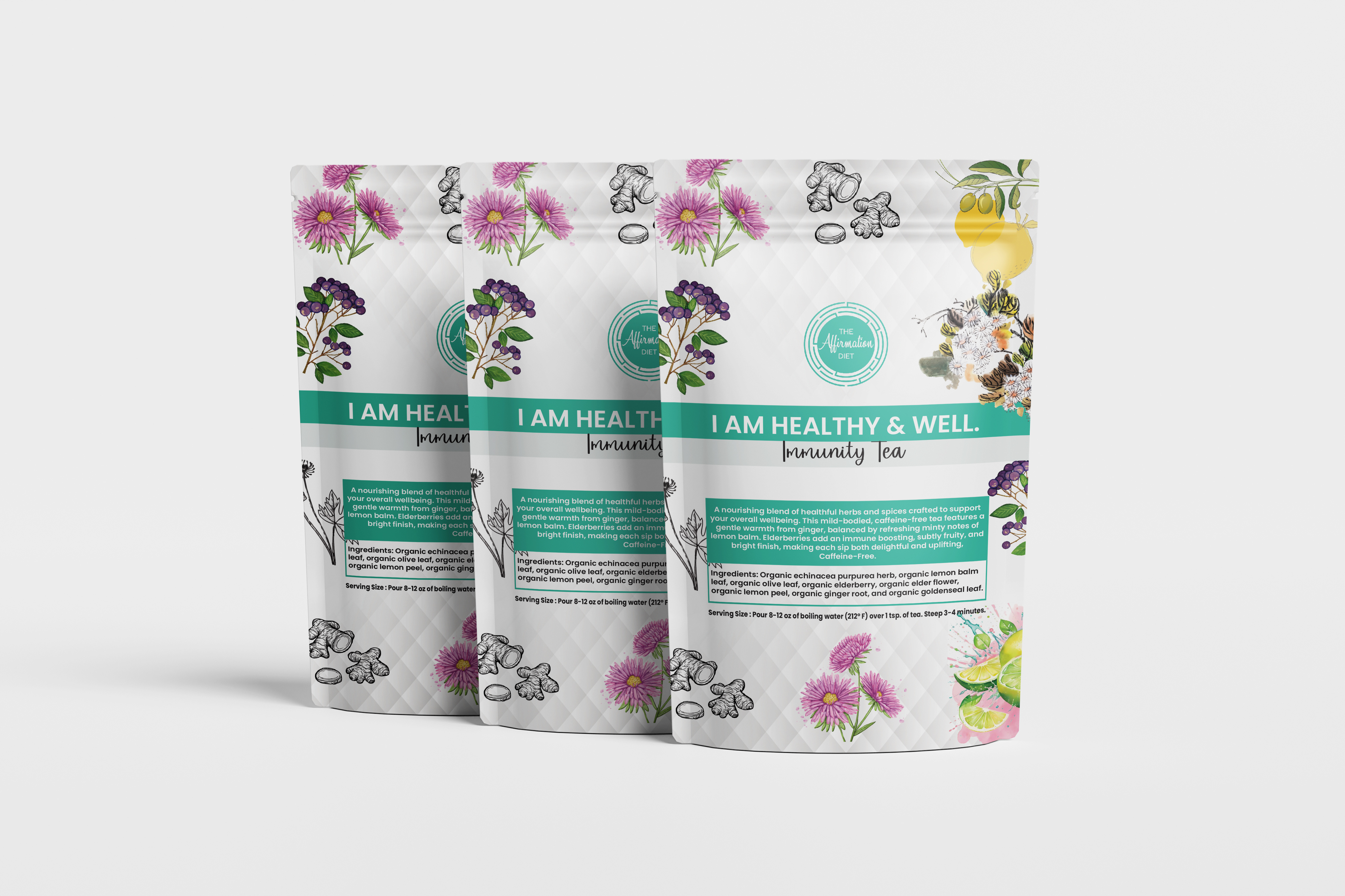 Modern Pouch Packaging Design design detox graphic design herbal illustration label design packaging design pouch design pouch label pouch packaging product label design tea tea packaging