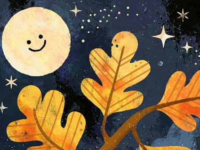 🍂🌙✨ Day 4 of #Peachtober24: Sky 🌠🍁 autumn cute design digital digital illustration fall illustration moon night peachtober peachtober24 peachtober24sky robin sheldon sky