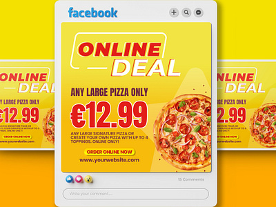 Online Deal Social Media Post Design ads advertising deal design food food design graphic design illustration instagram post online poster poster design safarcreation social media post yellow