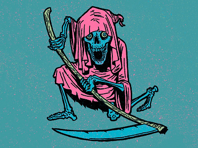 FrightFall2024: Day 3 - Reaper death grim reaper halloween neon retro supply retro supply co skeleton skull