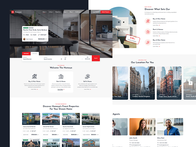 Homzen | Real Estate HTML Template front end development home buying homzen html html template modern ui property listing property management real estate real estate agents real estate investing real estate market real estate solutions real estate website responsive design web design web development wordpress theme