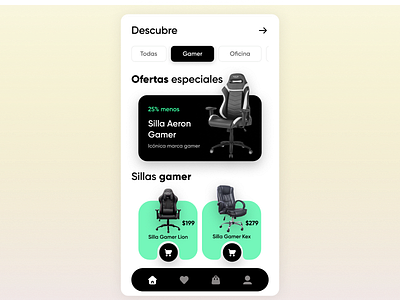 Gaming chair store - Mobile app e commerce store ui