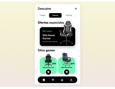 Gaming chair store - Mobile app e commerce store ui