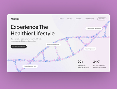 MedVibe – Medical & Healthcare Hero Section clean ui figma template health care ux healthcare branding healthcare professionals healthcare website hero section medical design medical practice medical services medical ui modern webdesign patien care trustworthy ui inspiration ui showcase ui trends website template