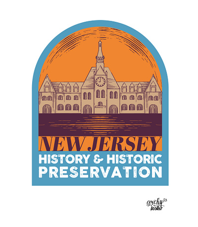 New Jersey History & Historic Preservation building central east coast historic history icon logo logo design logotype new jersey nj usa vector vintage