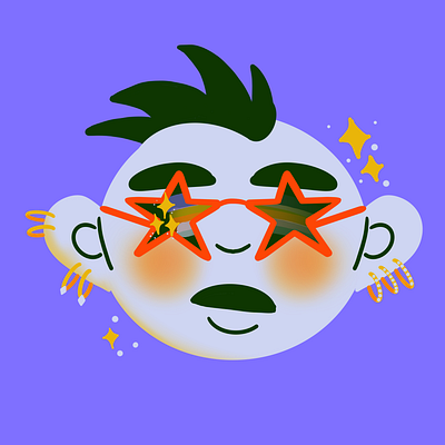 02. Sparkle character design colorful glasses illustrator jewelry minimal sparkle stars