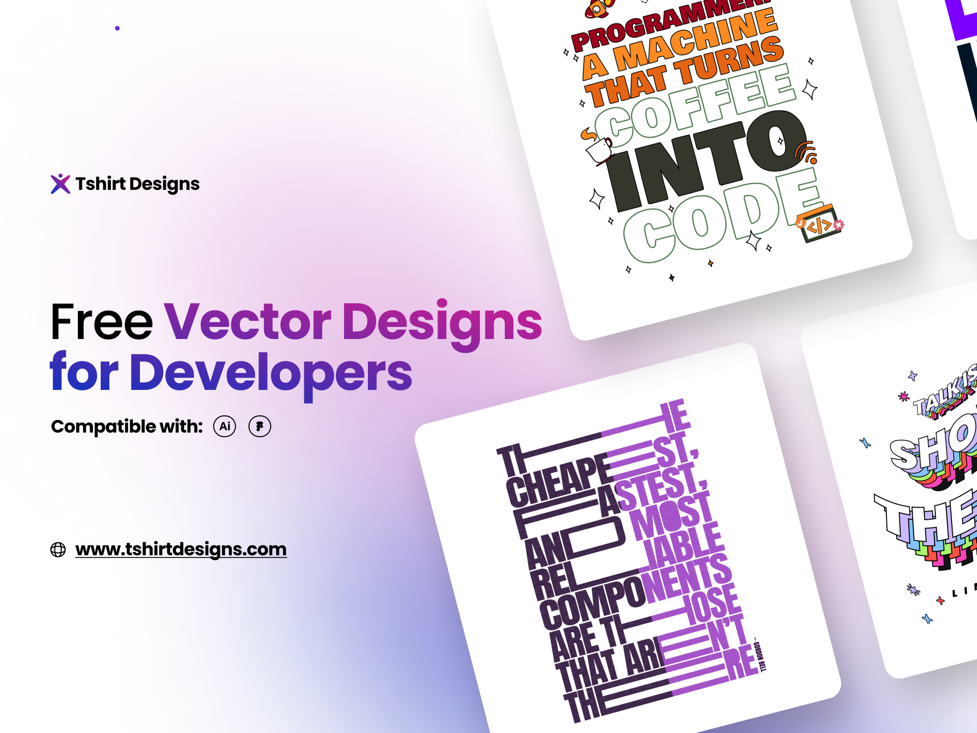 Free Vector Designs for Developers development free freebie print programming quote tshirt typography