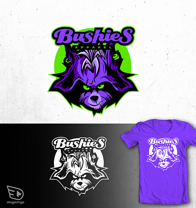 Bushies Apparel character chipdavid dogwings drawing logo raccoon t shirts vector