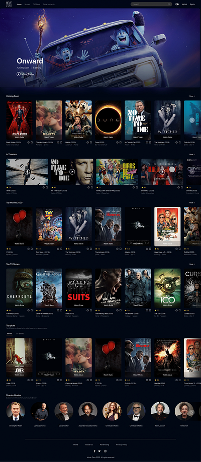 MovieZone entertainment interface movie reviewws ui ux web website design workflow