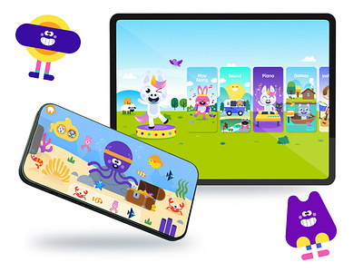 Music Games for Kids Illustration apps cartoon character character design children design flat game game ui graphic design illustration kids logo mobile game music puzzle ui website