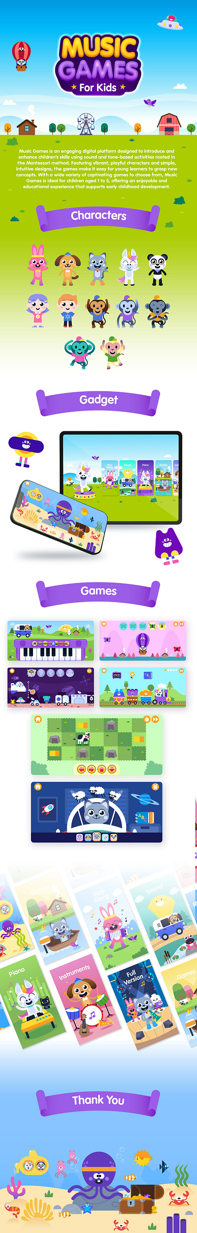 Music Games for Kids Illustration apps cartoon character character design children design flat game game ui graphic design illustration kids logo mobile game music puzzle ui website