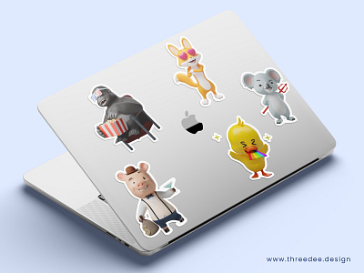 3D Animals stickers 3d 3d mascot animal blender brand mascot branding cute dog duck fox fun gorilla graphic design illustrations joyful kawaii koala pig resources sticker