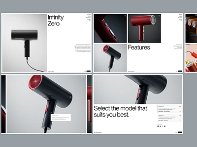 Infinity Zero - Product Exploration 002. e commerce ecommerce ecommerce website hair dryer hero exploration interface landing page minimal product online shop product product details product website ui ux